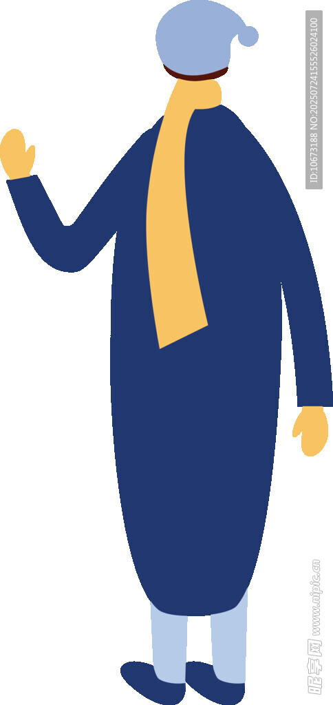 戴帽围巾男士挥手示意