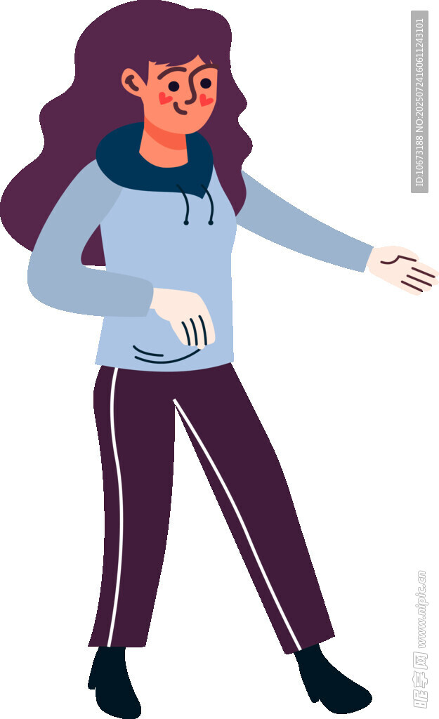 挥手的休闲装女性