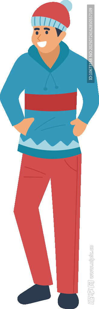 戴帽男子双手叉腰造型