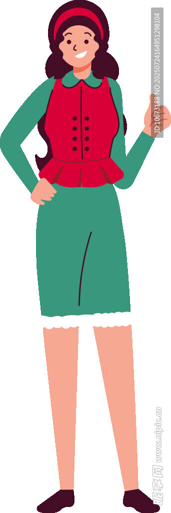 红衣女士自信站姿形象