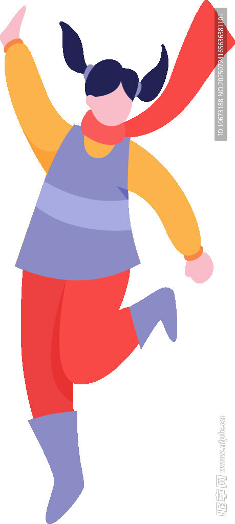 活力女孩欢快跳跃