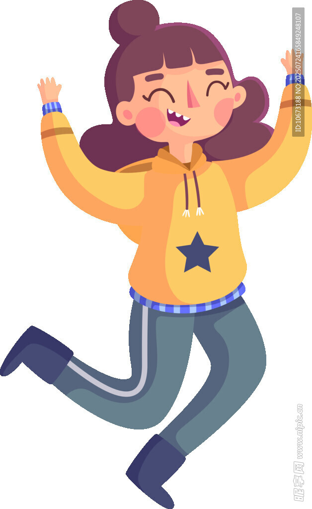 跳跃欢呼的活力女孩
