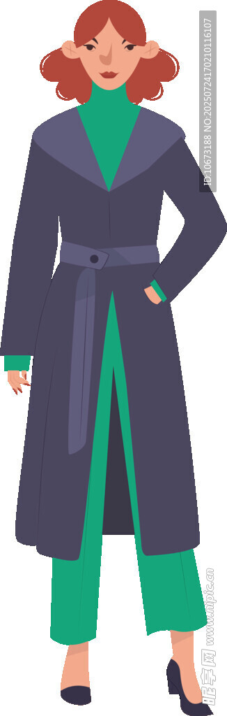 时尚女士身着长款风衣