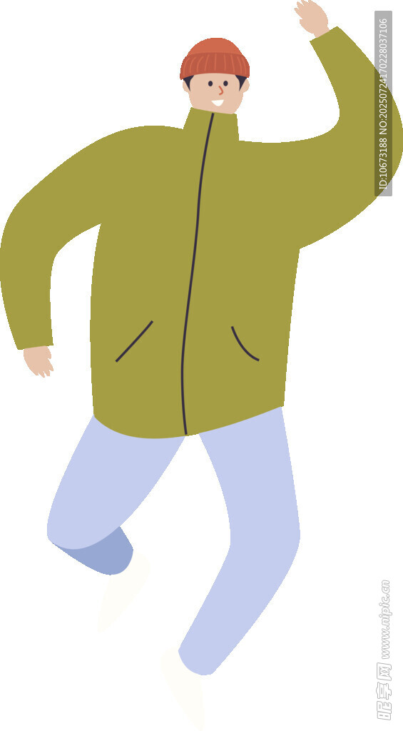 跳跃的休闲装男子