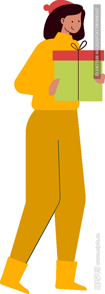 女子手持礼盒开心站立