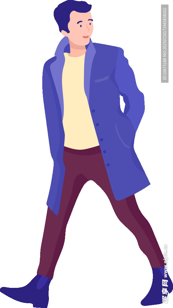 时尚男士行走姿态插画