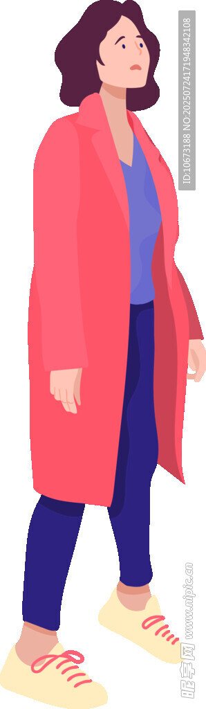 时尚女士身着红色大衣