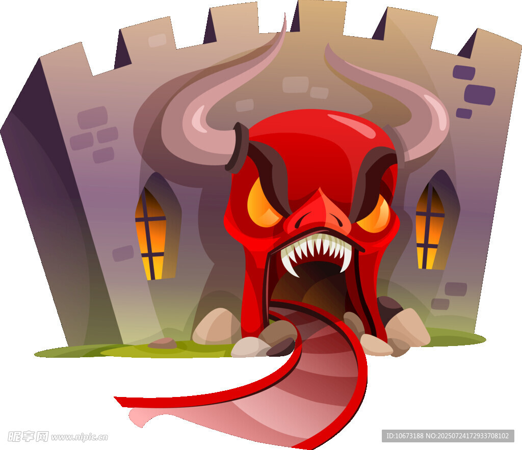 恶魔城堡前的恐怖红恶魔