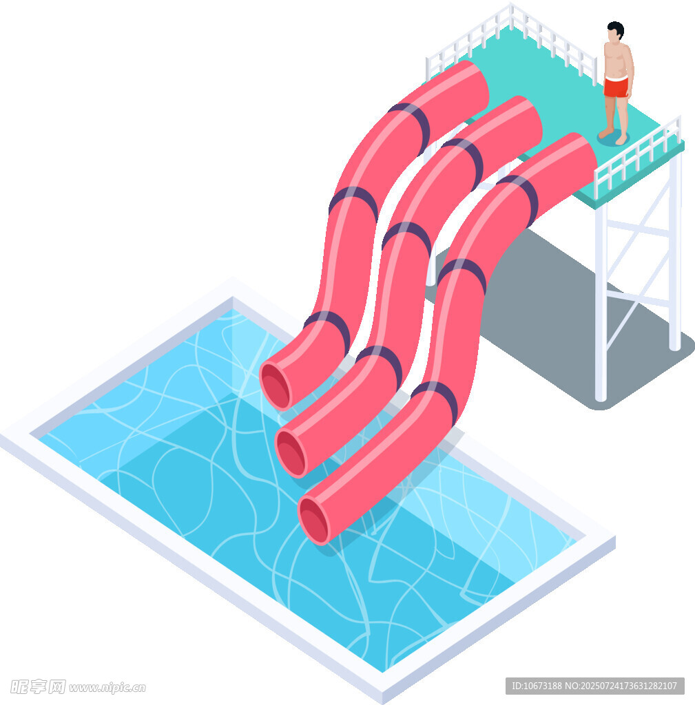 水上乐园多彩滑梯设施