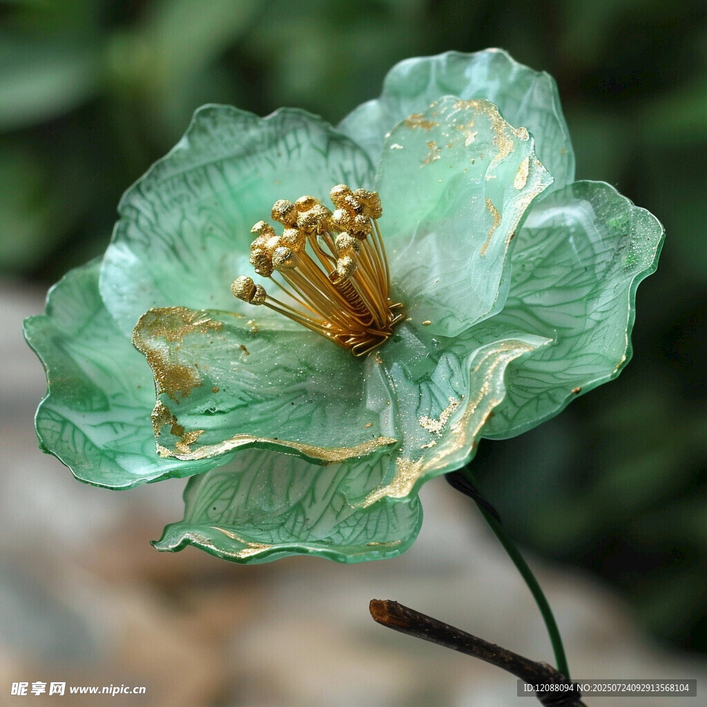 绿金相间精美花朵摆件