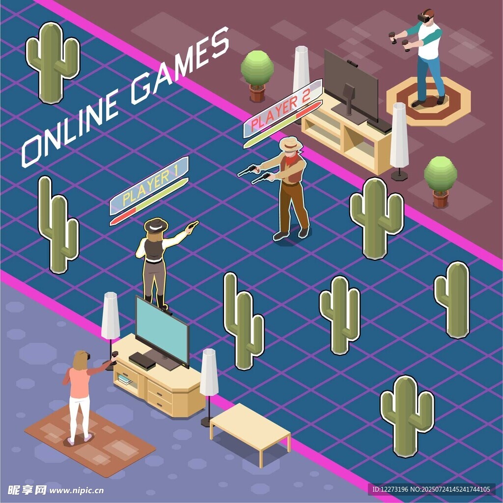 在线游戏场景插画