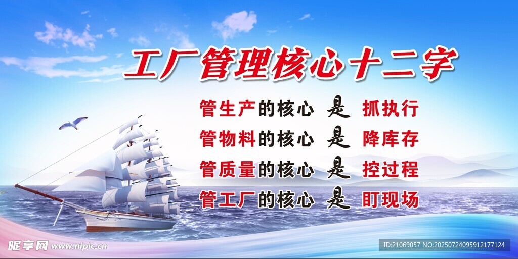 工厂管理核心十二字标语