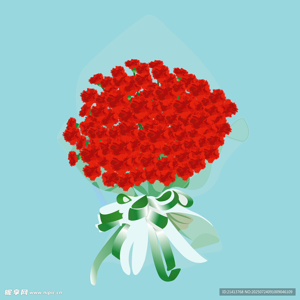 红玫瑰鲜花束精美插画