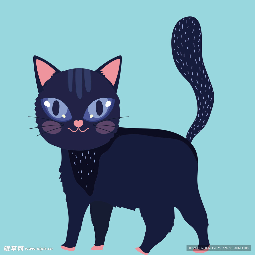可爱黑猫插画