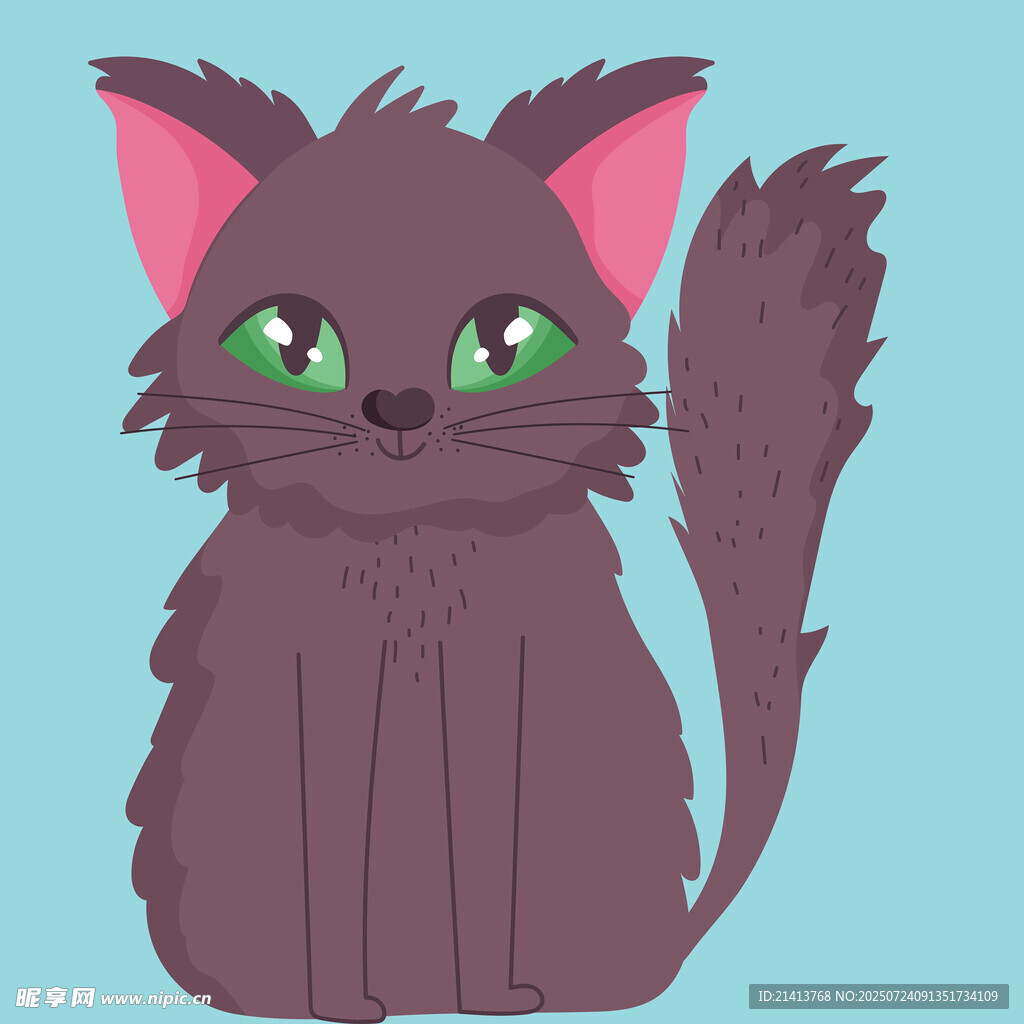 紫色萌猫插画