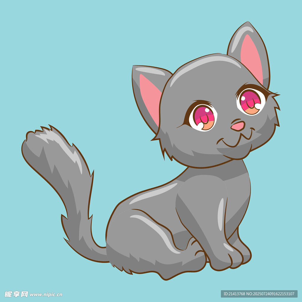 可爱灰猫坐立