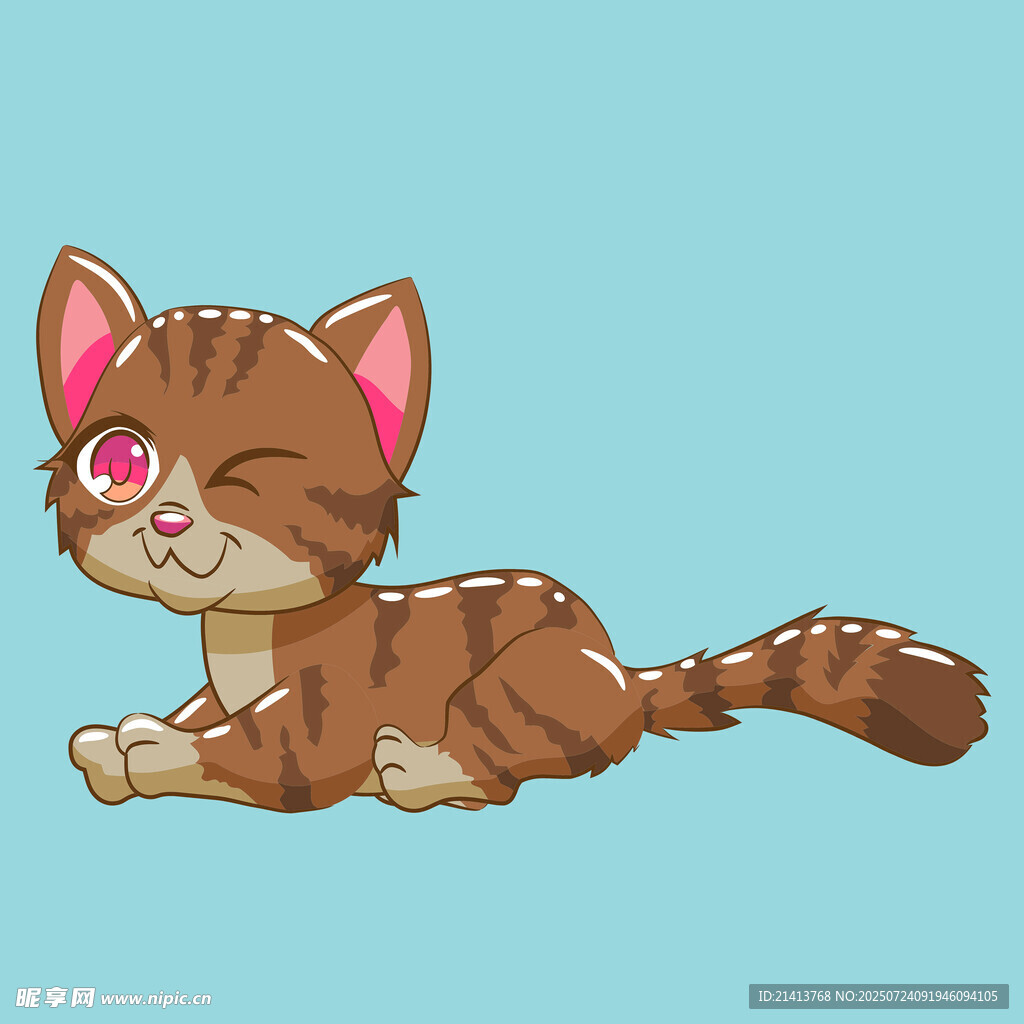 眨眼的萌态小猫