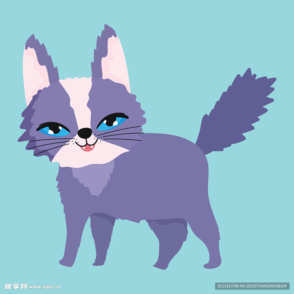 可爱紫色猫咪卡通形象