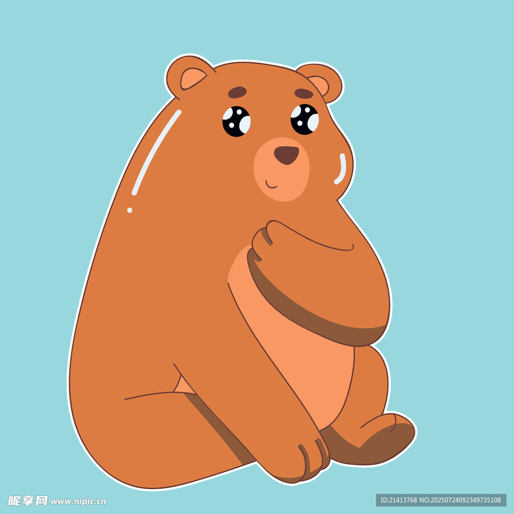 坐着的可爱棕色小熊