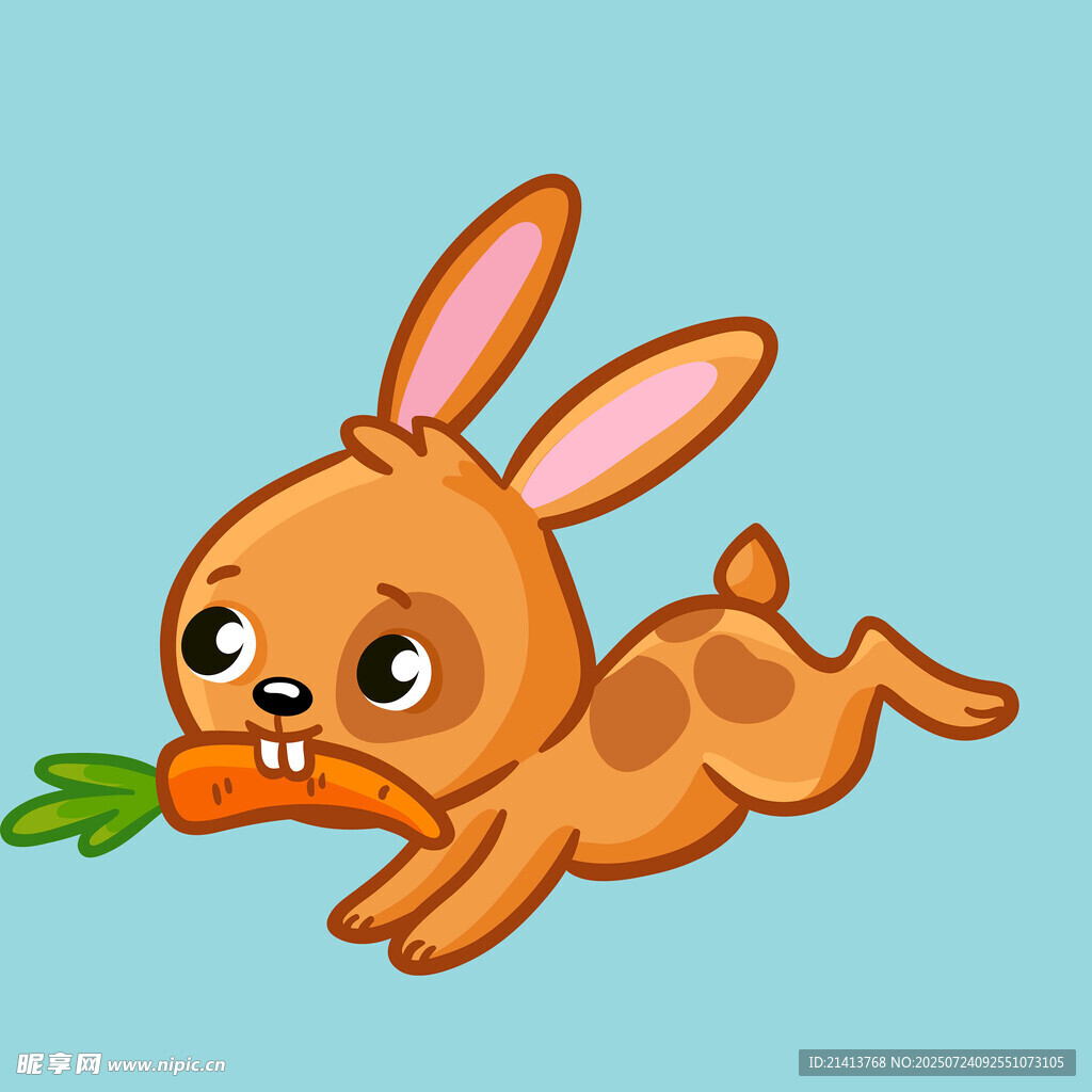 奔跑的抱胡萝卜小兔子