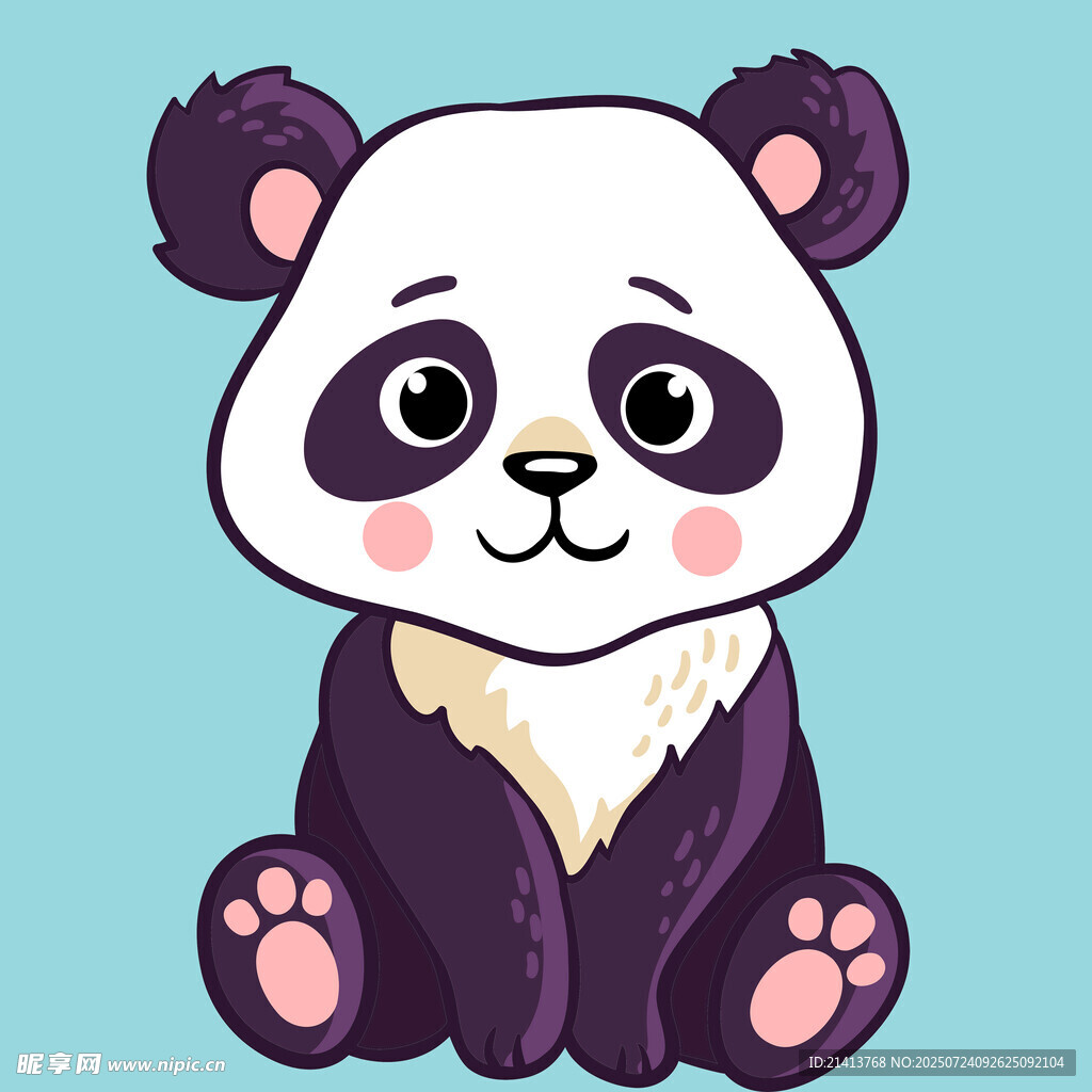 可爱卡通熊猫坐立形象
