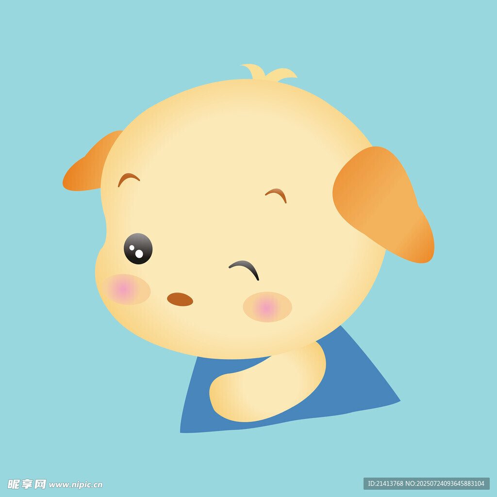 可爱眨眼小狗卡通形象