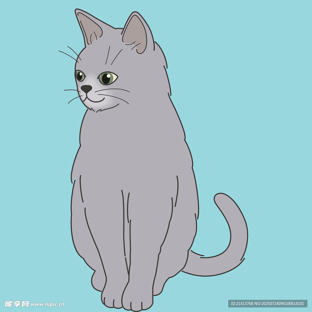 坐着的浅灰色猫咪
