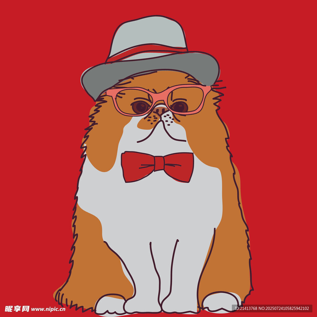 戴帽领结的时髦猫咪