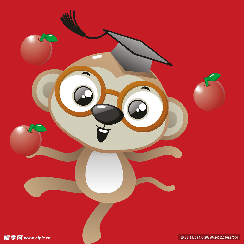 戴学士帽的欢乐小猴
