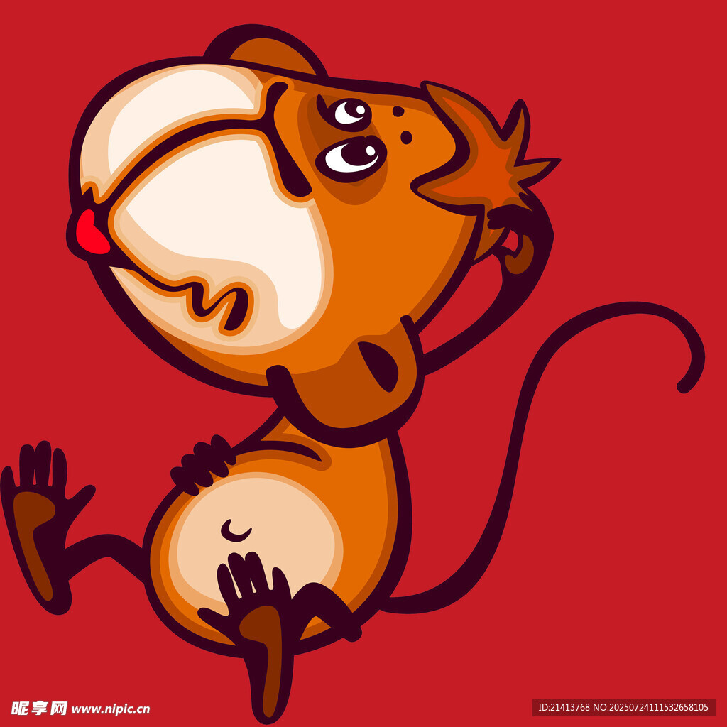 可爱卡通猴子俏皮姿态