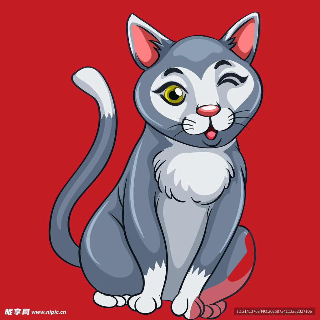俏皮灰猫歪头卖萌