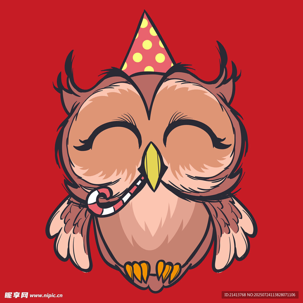 戴帽猫头鹰庆祝生日