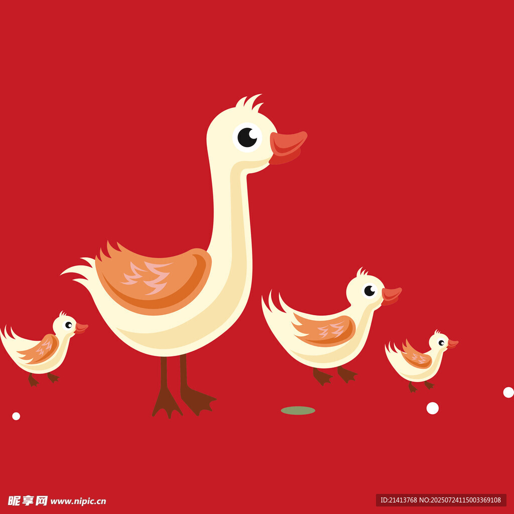 一家鹅的温馨画面