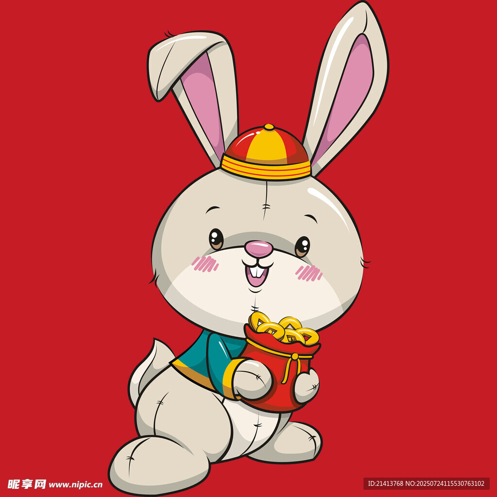 玉兔贺岁 手持金元宝