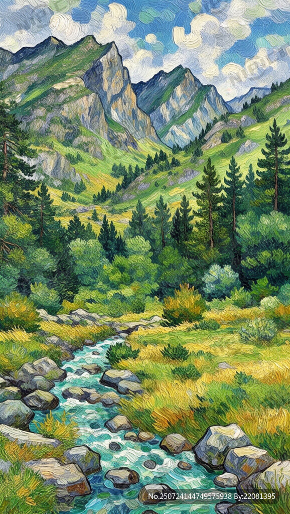 风景 山水、绿色系 油画、自然
