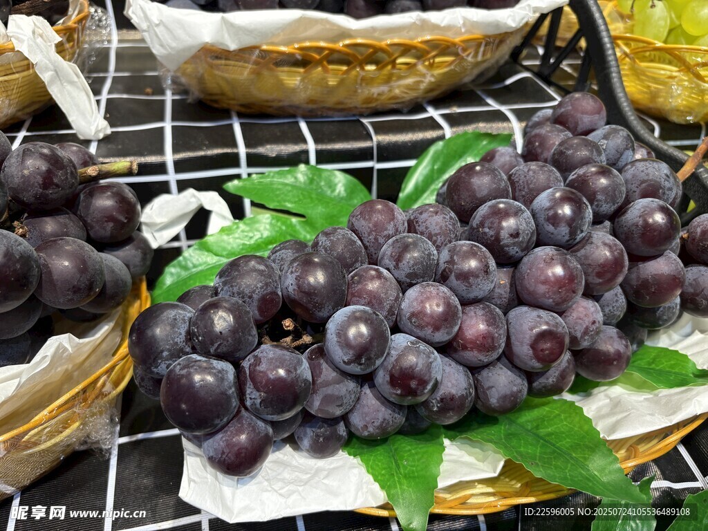 新鲜紫葡萄 饱满诱人