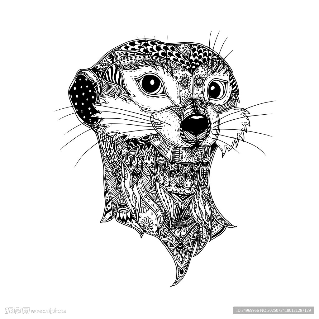 手绘猫鼬头像