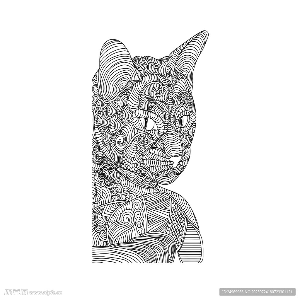 花纹猫咪侧面图案