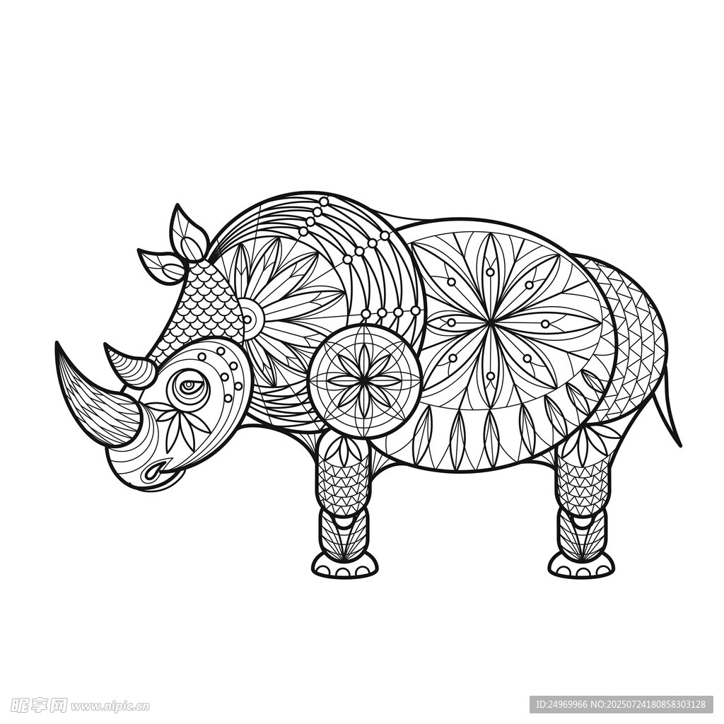 犀牛图案插画