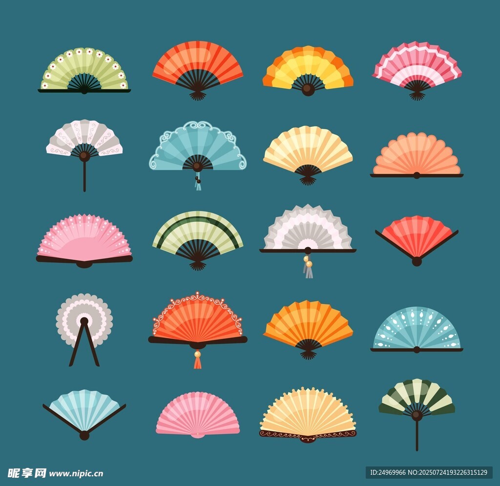 多彩折扇图案集合