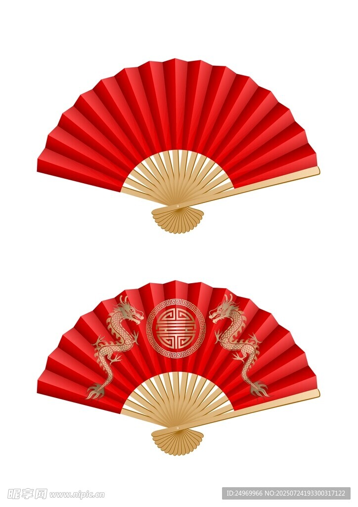 红色折扇图案设计素材
