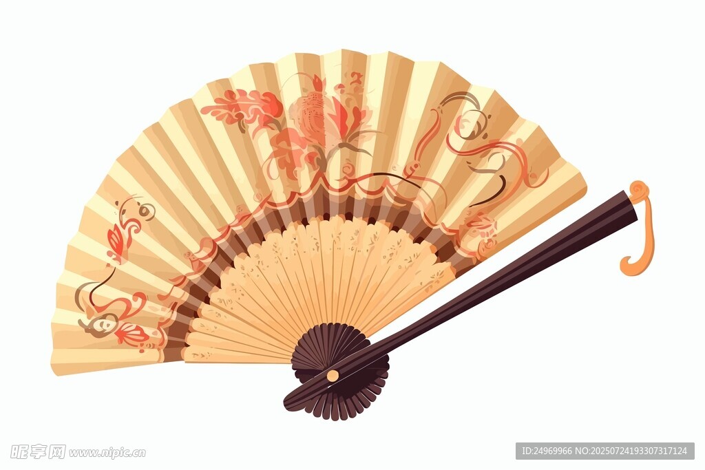 古典花纹折扇