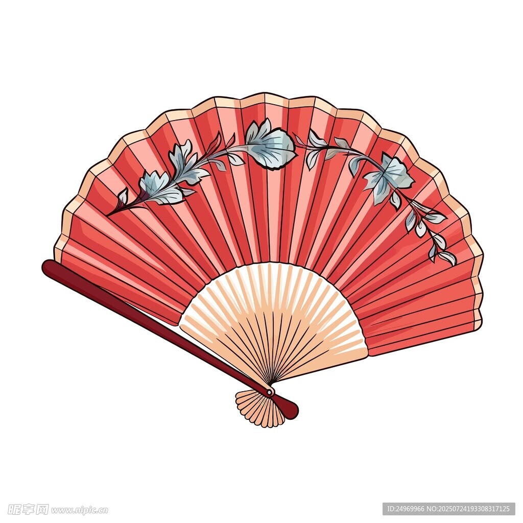 中式古典红折扇