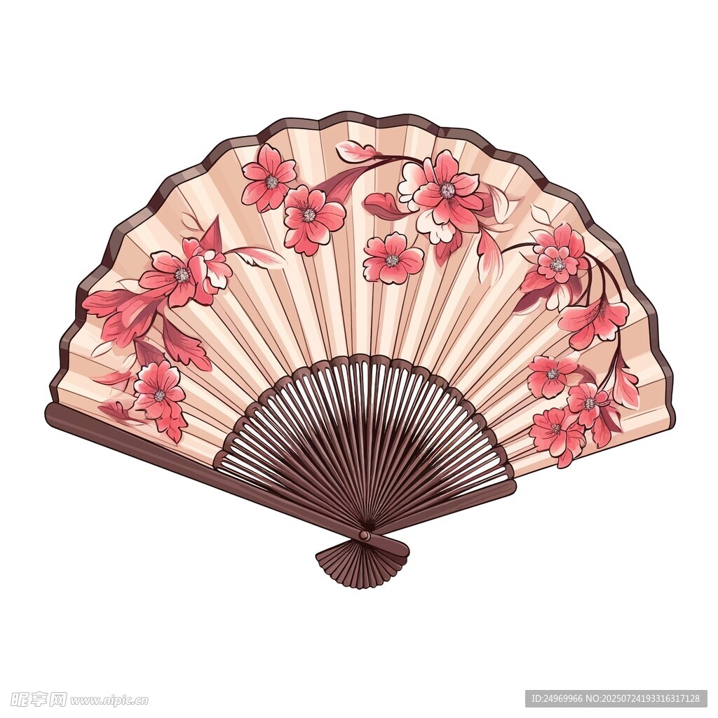 古典花卉图案折扇