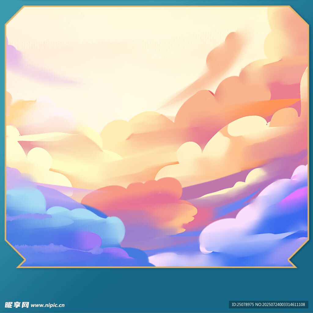 梦幻绚丽天空云彩插画