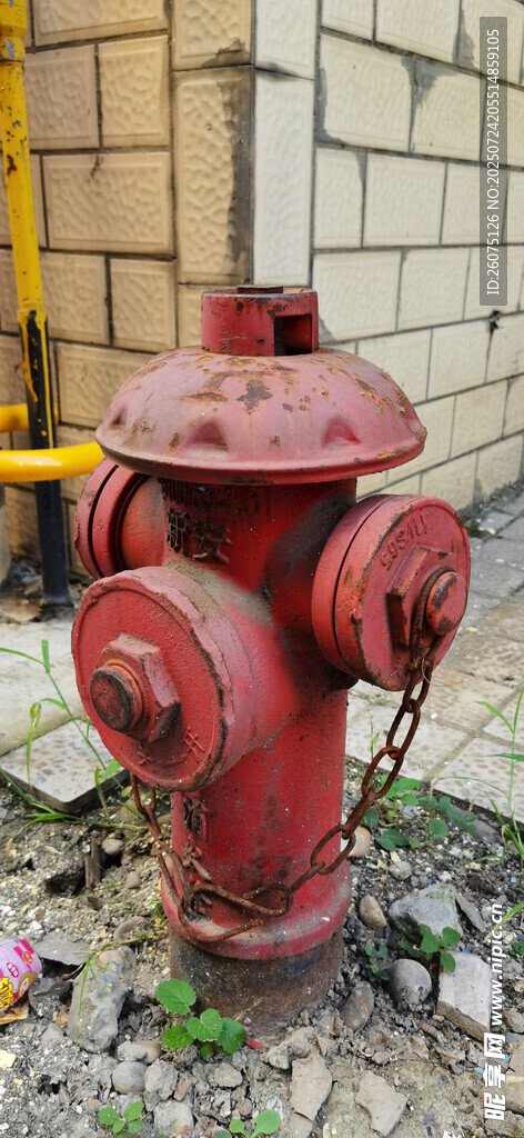 社区红色消防栓特写