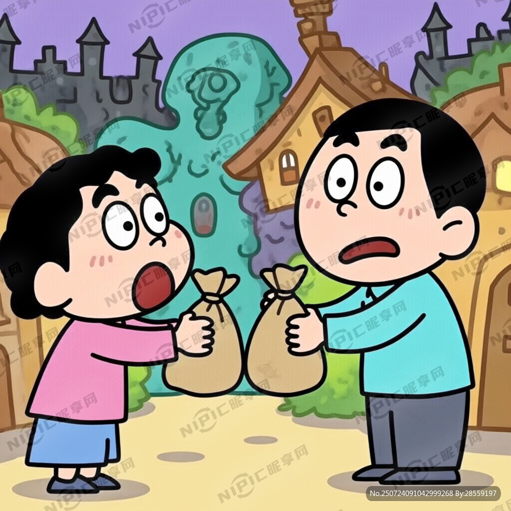 画一张卡通图 画面中三个人