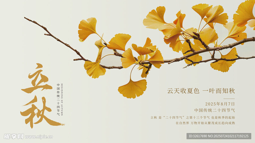 二十四节气立秋节日展板