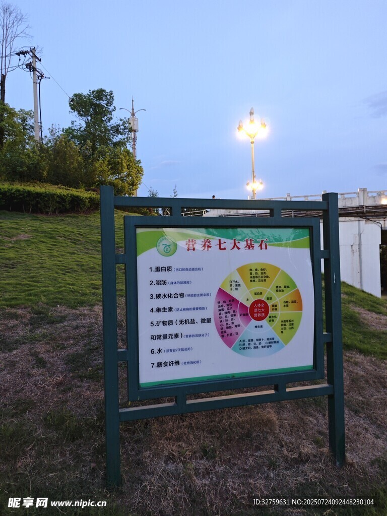 公园指示牌展示周边景观