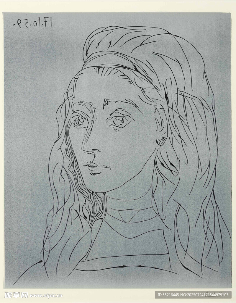 女性侧面素描头像